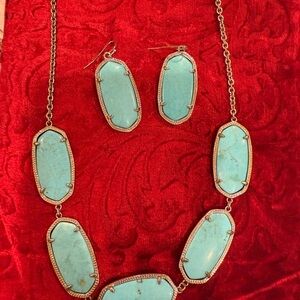 Turquoise Statement Necklace and Earrings Set